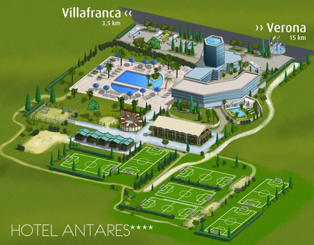 Panoramica disegnata dell'Hotel Antares